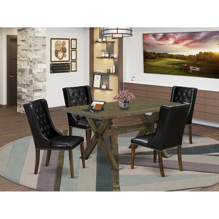 East West Furniture 5 Piece X-Style Dining Table Set - Distressed Jacobean X776FO749-5